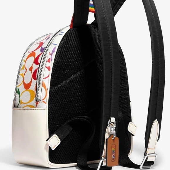 COACH Mini Court Backpack In Rainbow Signature Canvas, Chalk Multi, Small, Backp - Picture 2 of 12